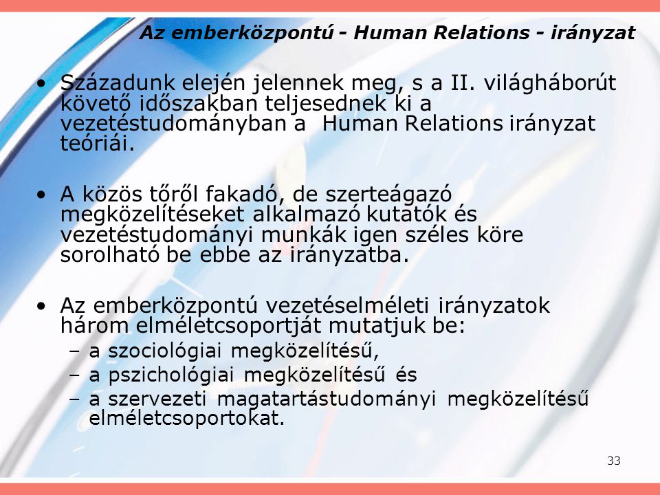 Az emberközpontú - Human Relations - irányzat