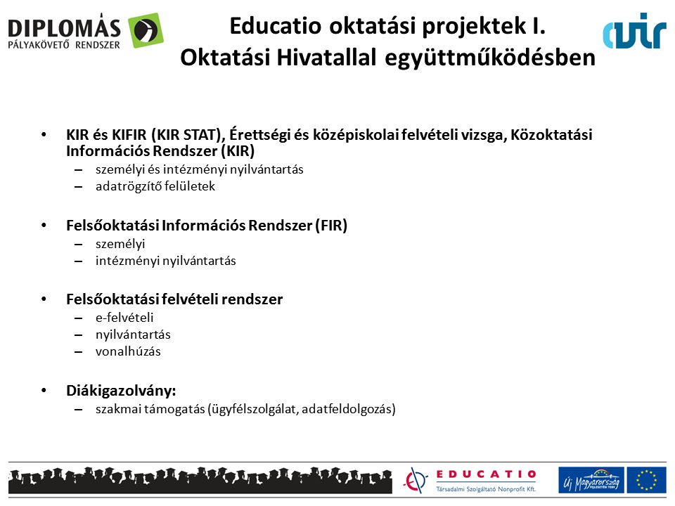 Educatio oktatási projektek I. Oktatási Hivatallal együttműködésben