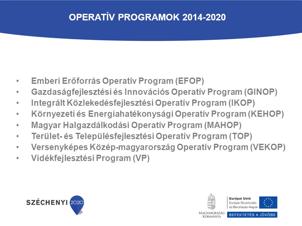 Operatív Programok Emberi Erőforrás Operatív Program (EFOP)