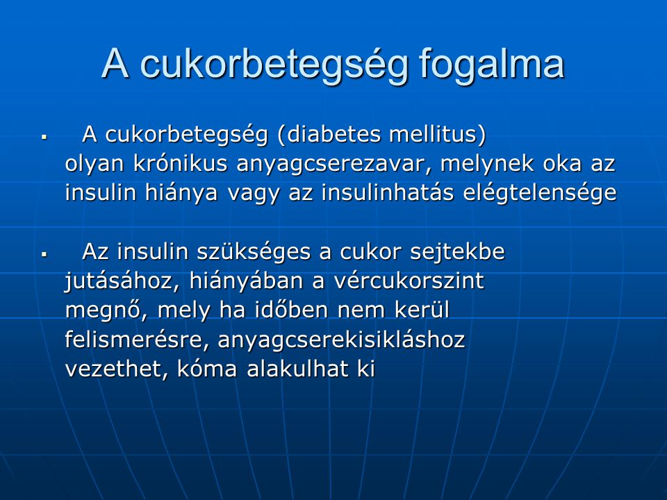 cukorbetegség fogalma)