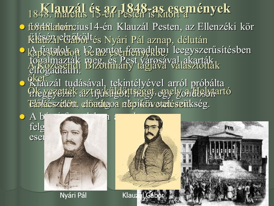 Klauzál és az 1848-as események