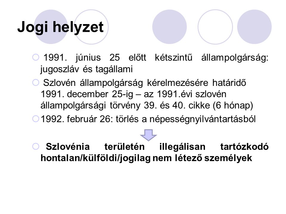 Jogi helyzet június 25 előtt kétszintű állampolgárság: jugoszláv és tagállami.