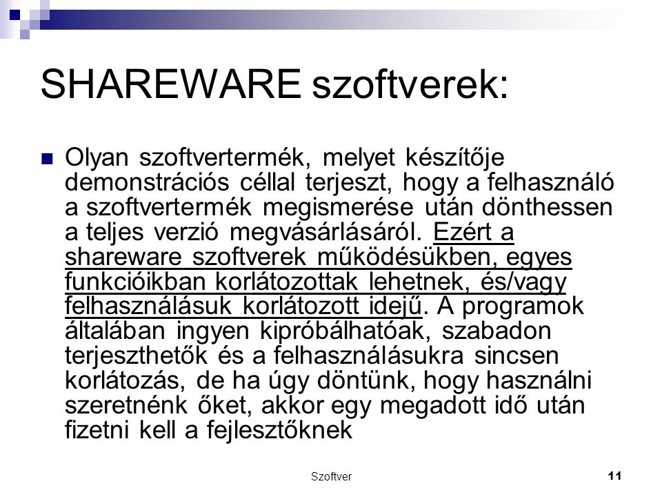 SHAREWARE szoftverek: