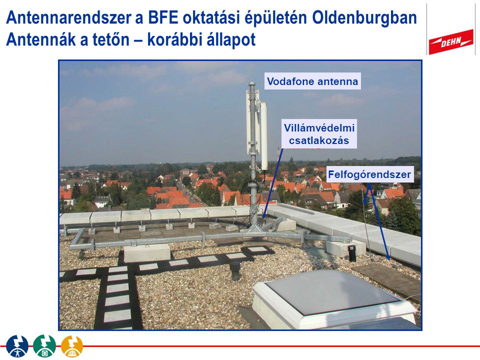 Antennarendszer a BFE oktatási épületén Oldenburgban Antennák a tetőn – korábbi állapot
