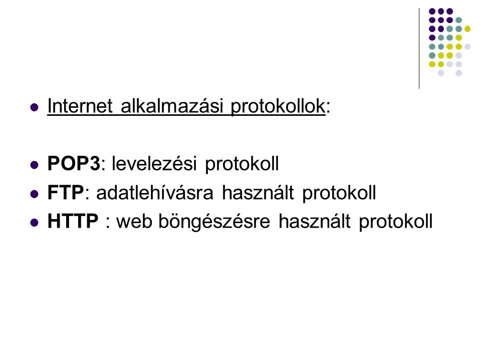 Internet alkalmazási protokollok: