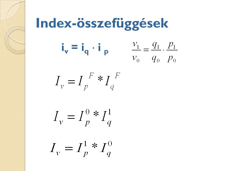 Index-összefüggések iv = iq  i p 22