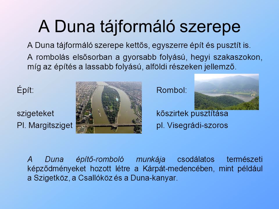 A Duna tájformáló szerepe