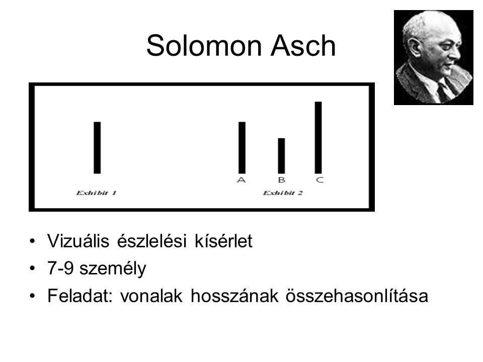 Solomon Asch Vizuális észlelési kísérlet 7-9 személy