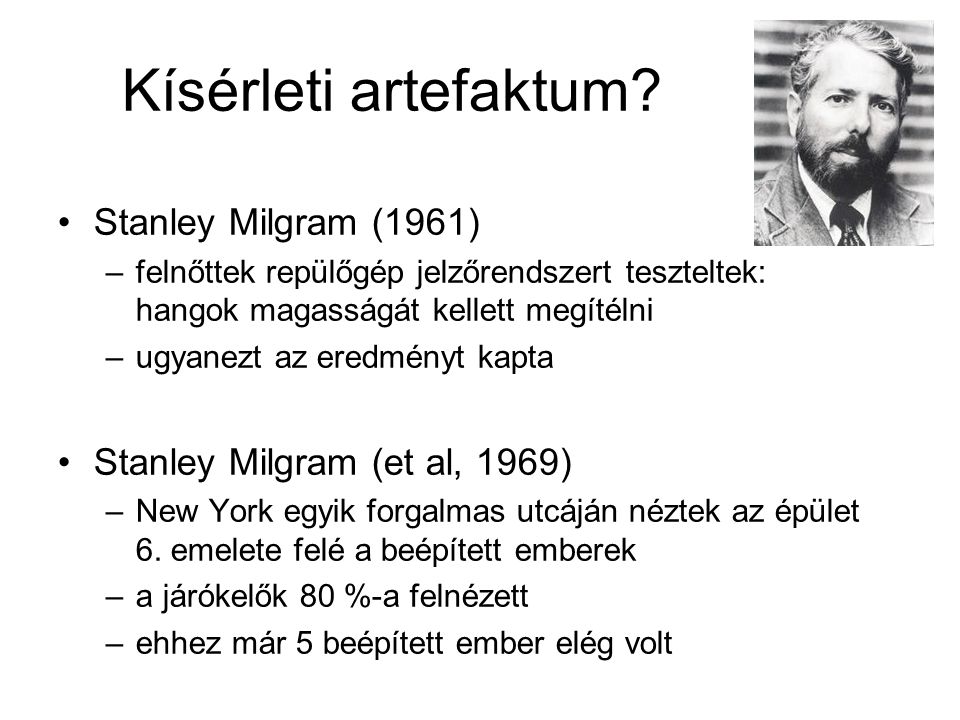 Kísérleti artefaktum Stanley Milgram (1961)