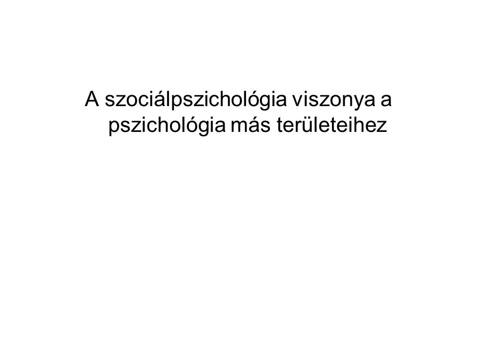 A szociálpszichológia viszonya a pszichológia más területeihez