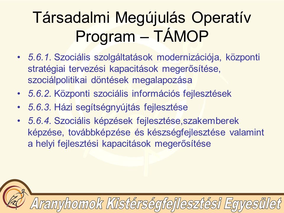 Társadalmi Megújulás Operatív Program – TÁMOP