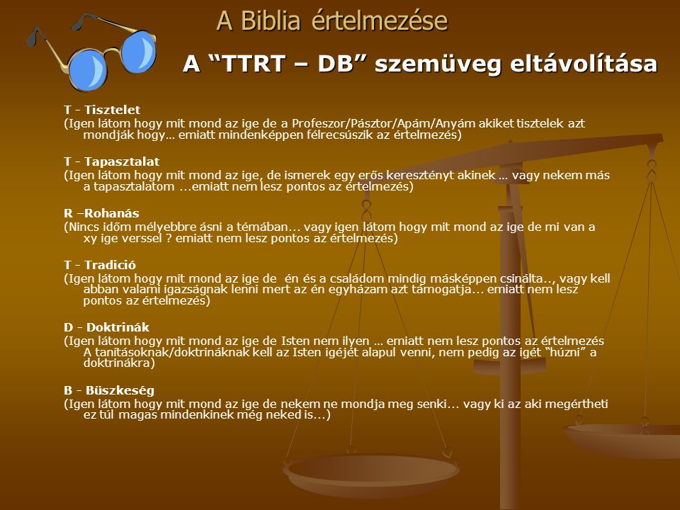 A TTRT – DB szemüveg eltávolítása