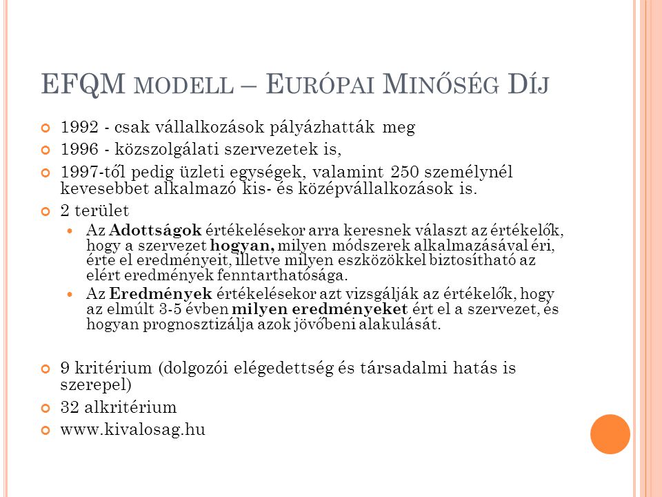 EFQM modell – Európai Minőség Díj