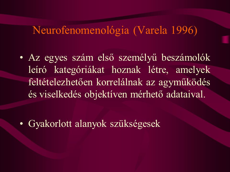 Neurofenomenológia (Varela 1996)