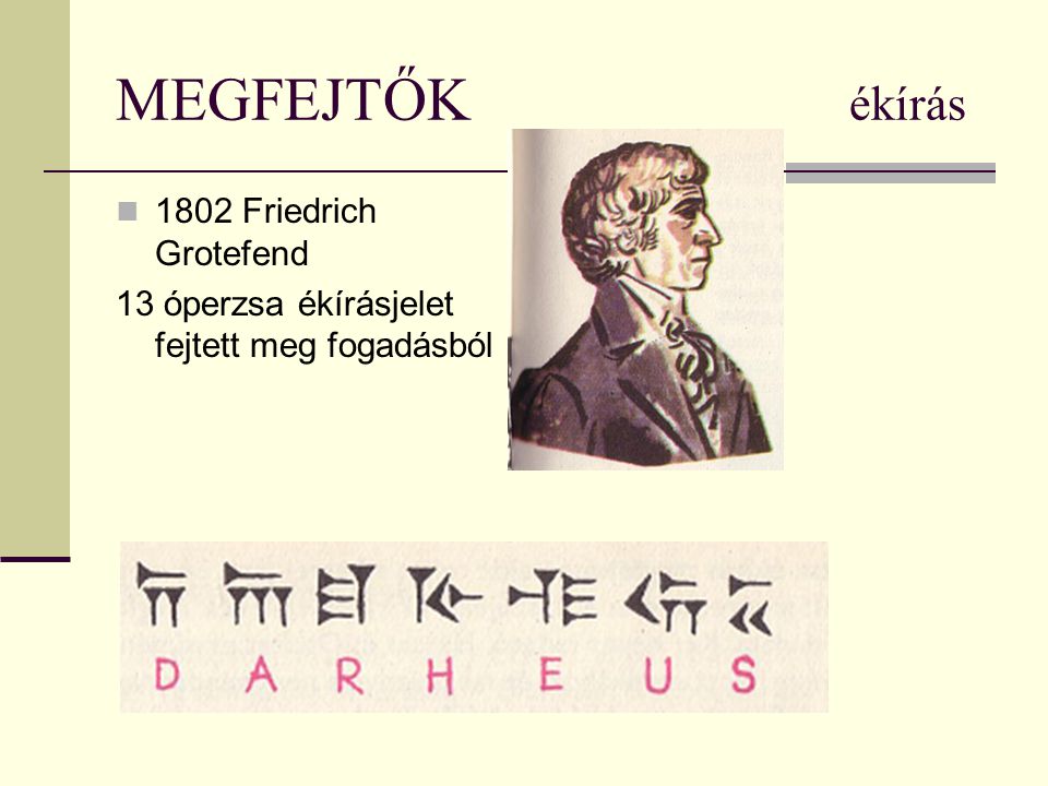 MEGFEJTŐK ékírás 1802 Friedrich Grotefend