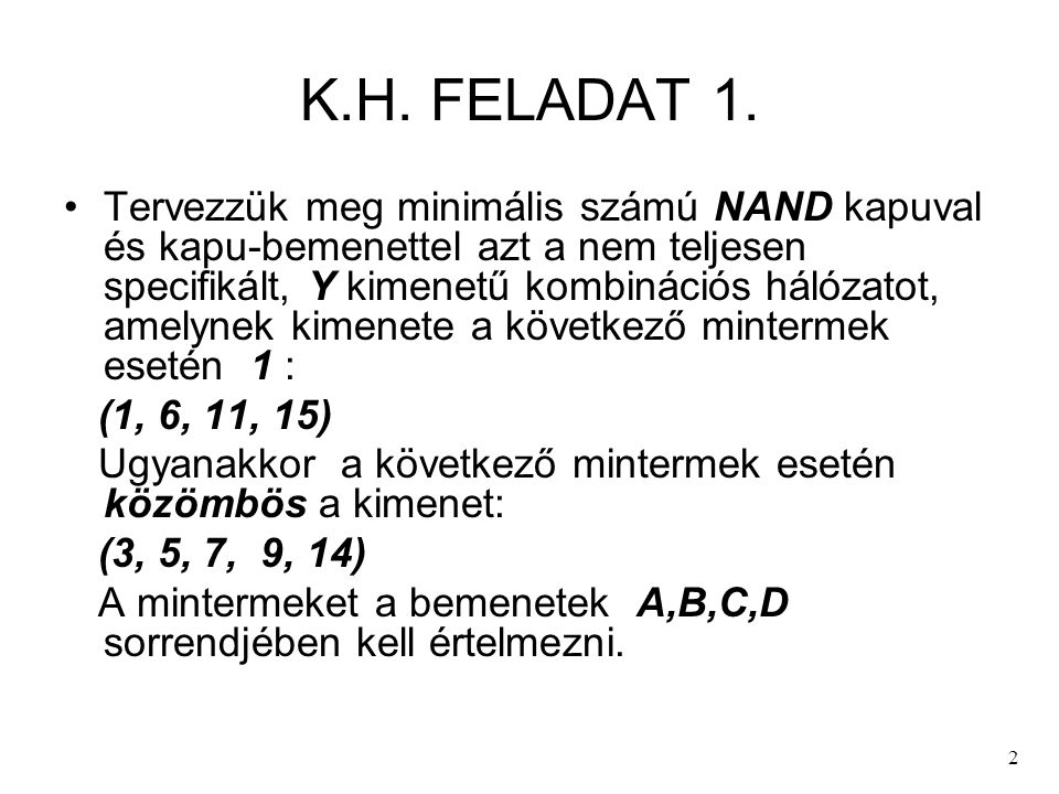 K.H. FELADAT 1.