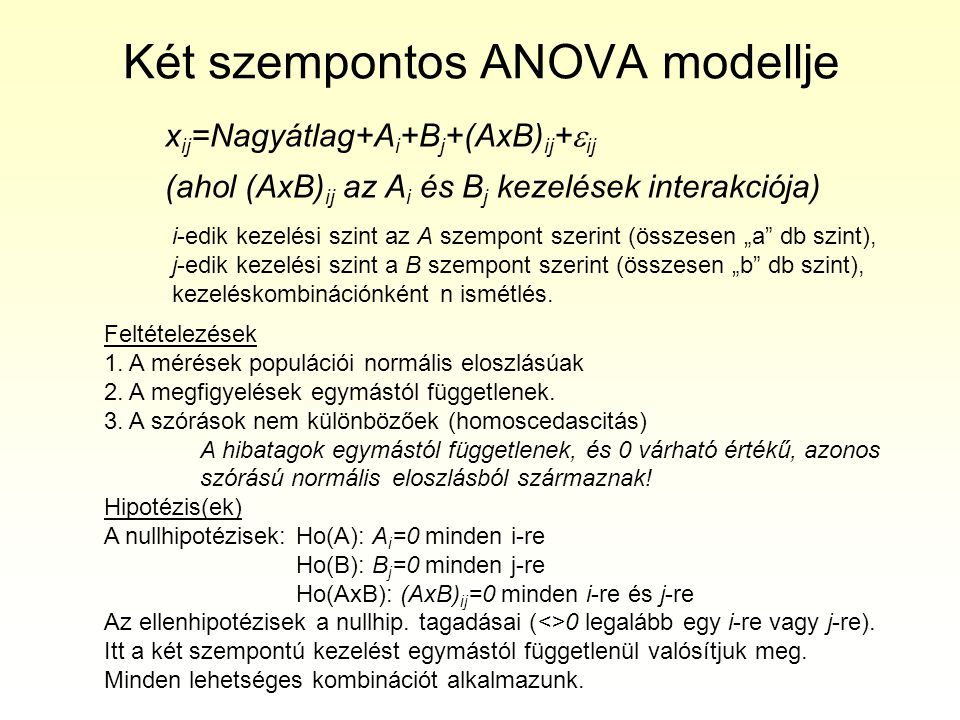 Két szempontos ANOVA modellje