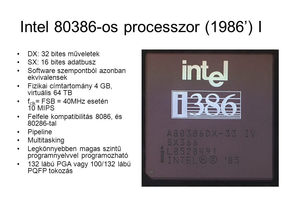 Intel os processzor (1986’) I