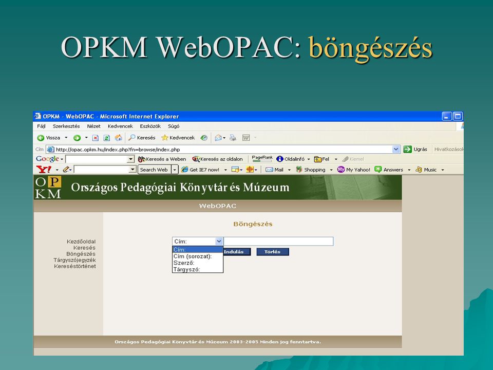 OPKM WebOPAC: böngészés