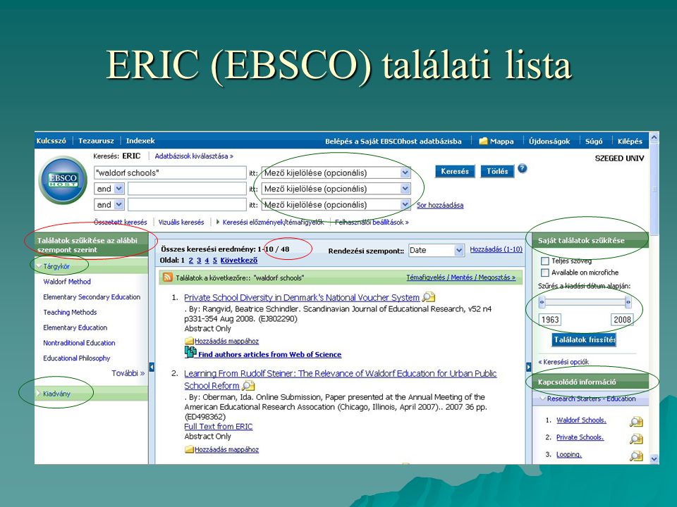 ERIC (EBSCO) találati lista