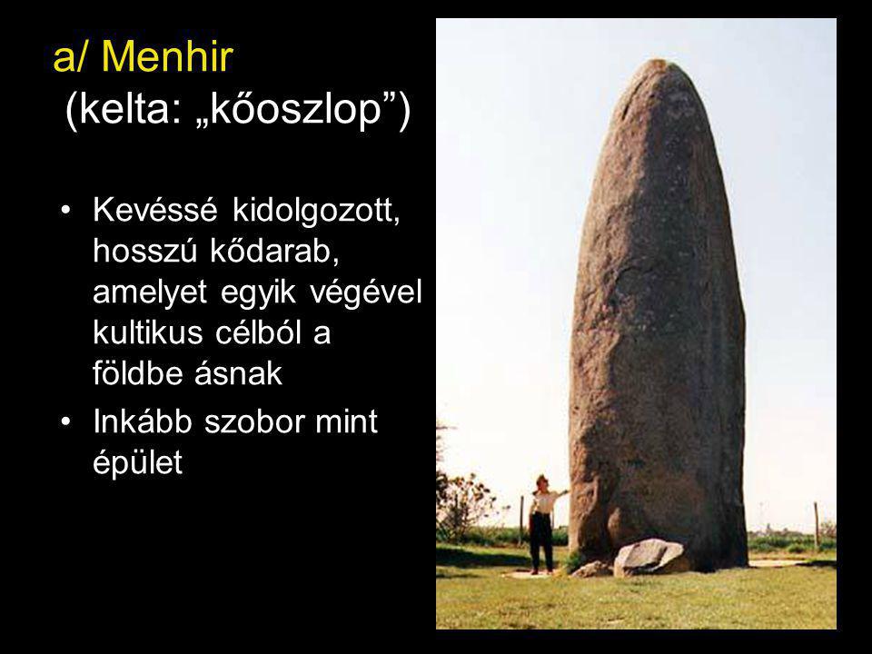 a/ Menhir (kelta: „kőoszlop )