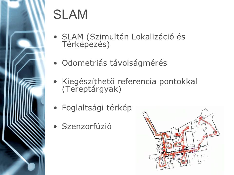 SLAM SLAM (Szimultán Lokalizáció és Térképezés)
