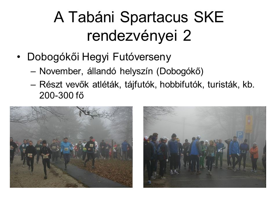 A Tabáni Spartacus SKE rendezvényei 2