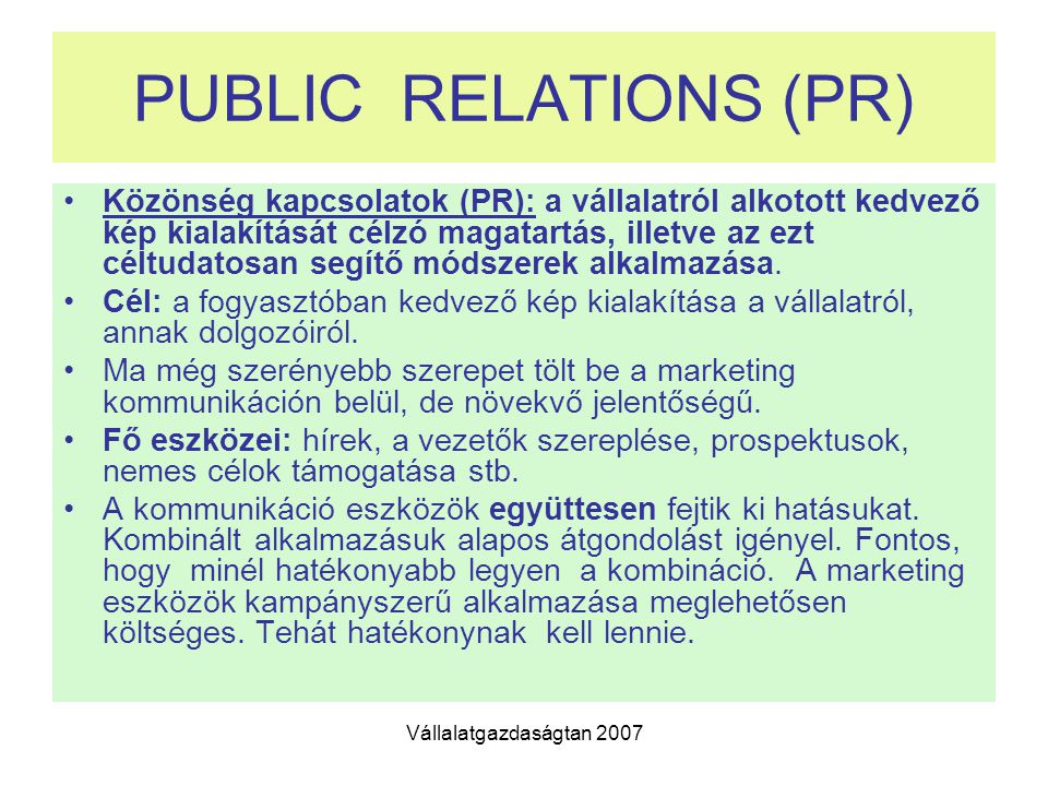 PUBLIC RELATIONS (PR)