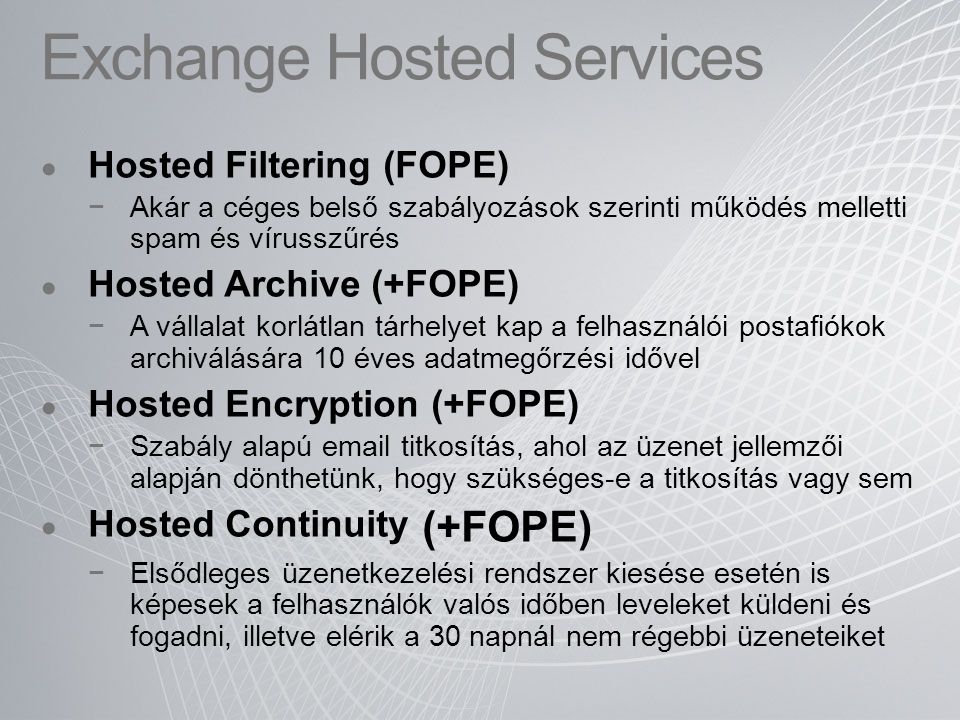 Exchange Hosted Services