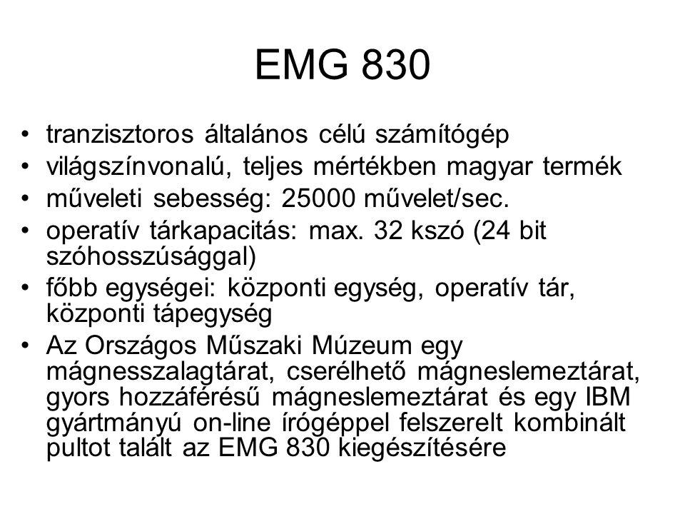 EMG 830 tranzisztoros általános célú számítógép
