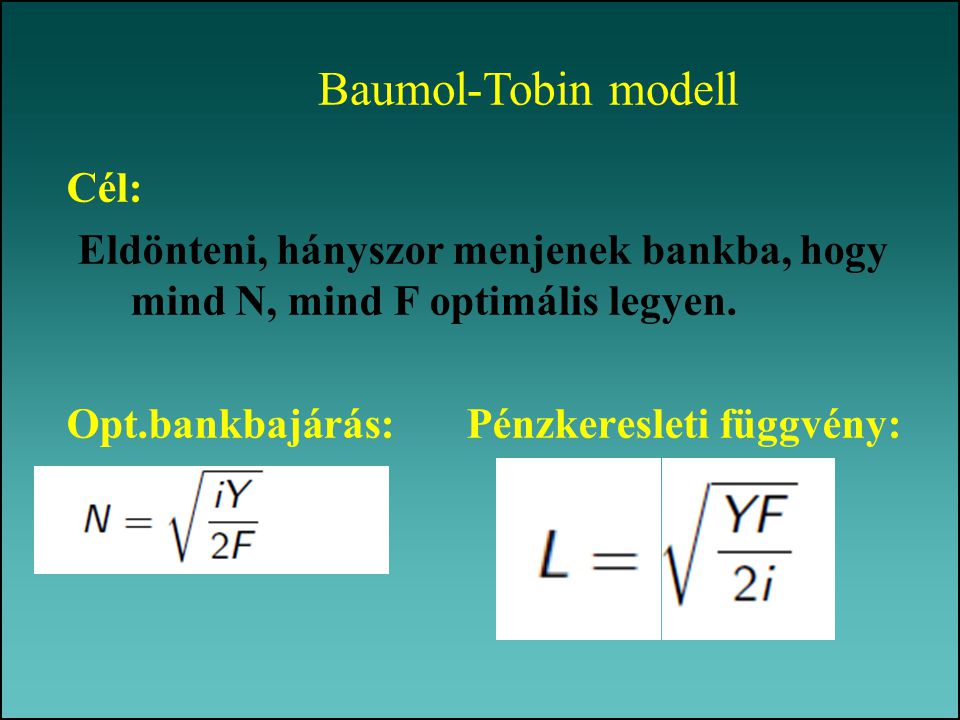 Baumol-Tobin modell Cél: