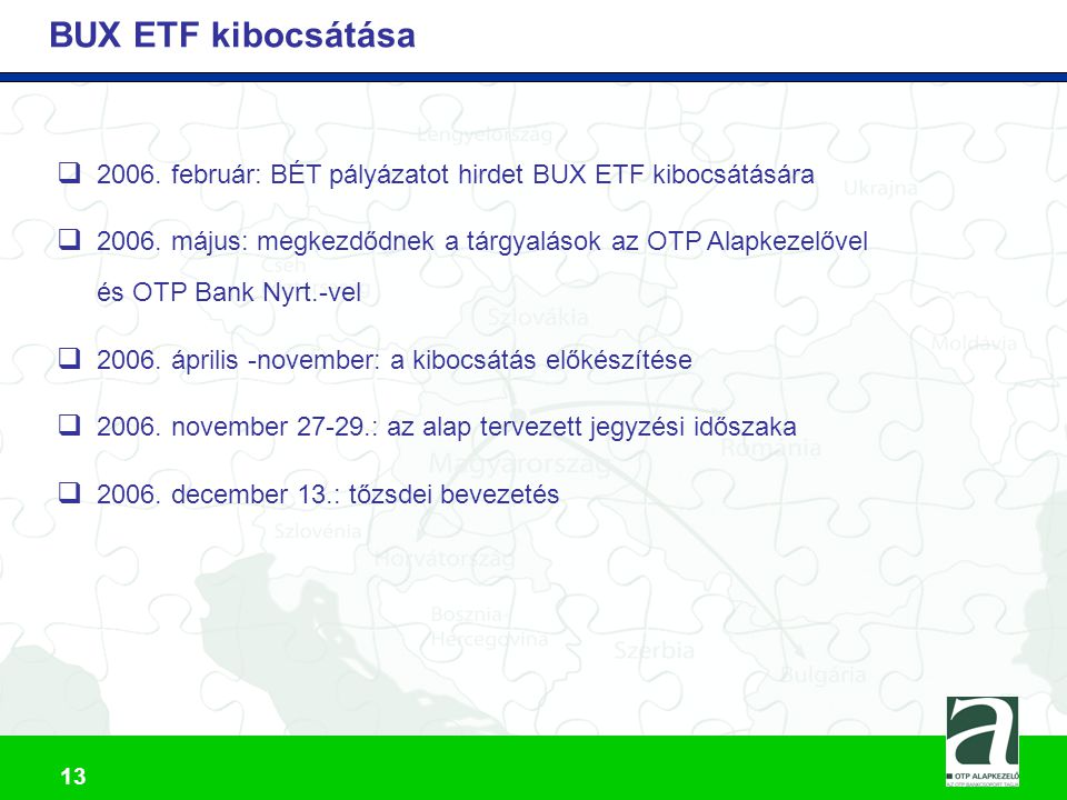 BUX ETF kibocsátása február: BÉT pályázatot hirdet BUX ETF kibocsátására.