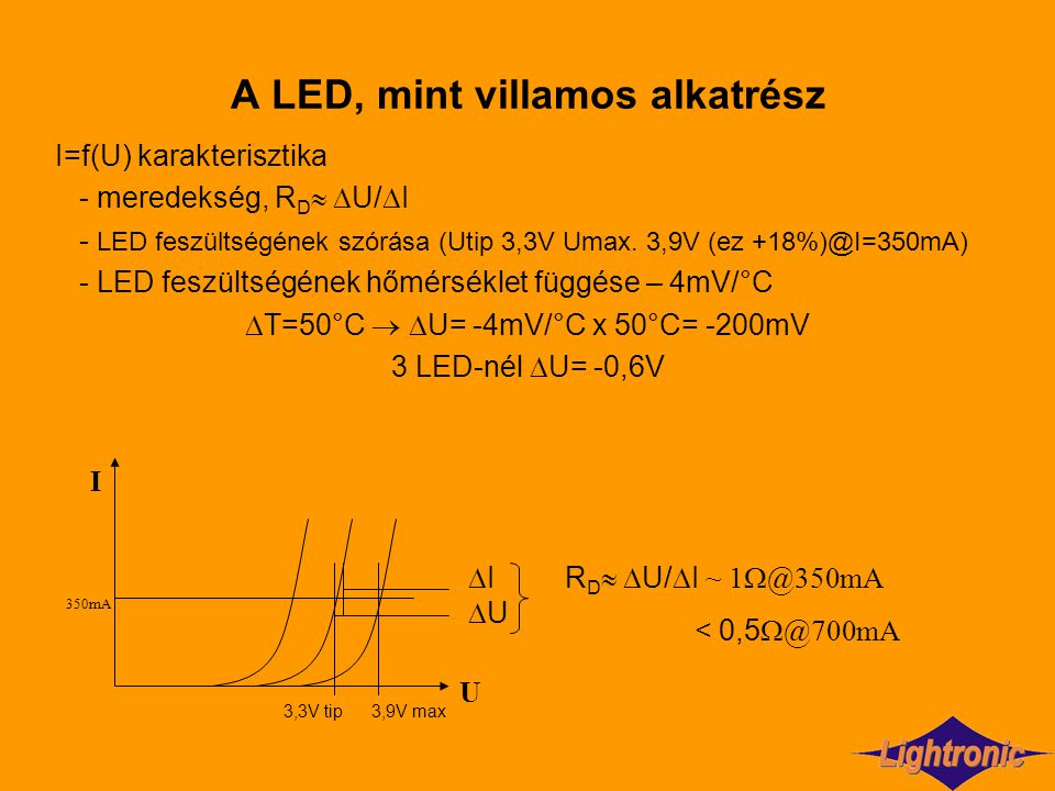 A LED, mint villamos alkatrész
