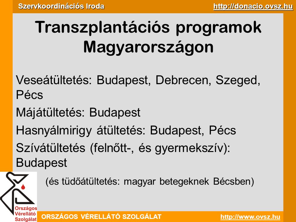 Transzplantációs programok Magyarországon