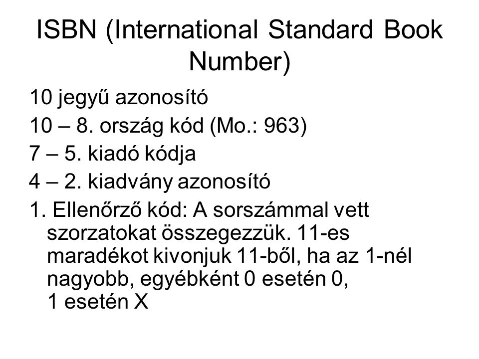 ISBN (International Standard Book Number)