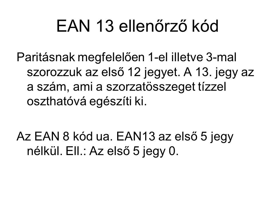 EAN 13 ellenőrző kód