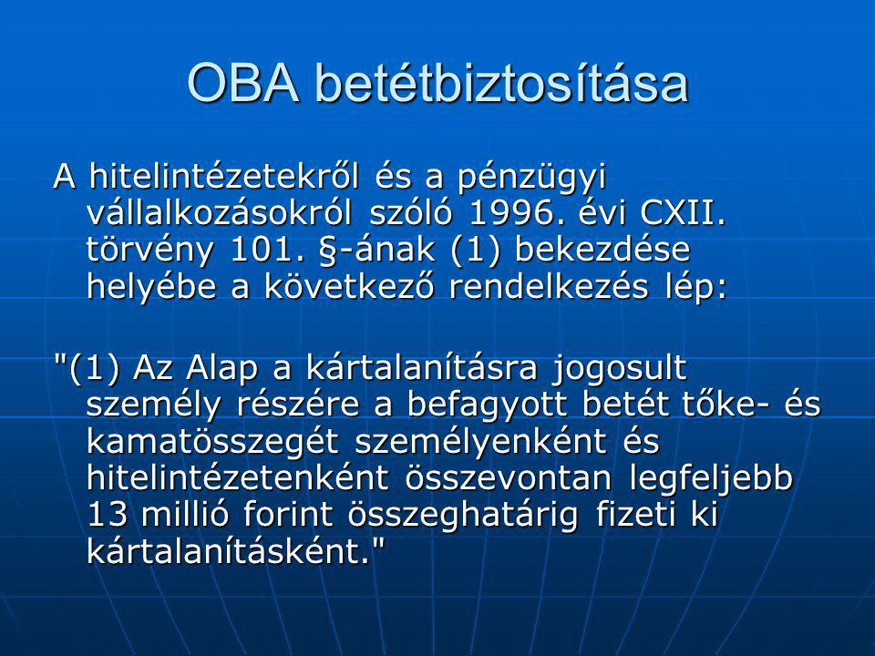 OBA betétbiztosítása