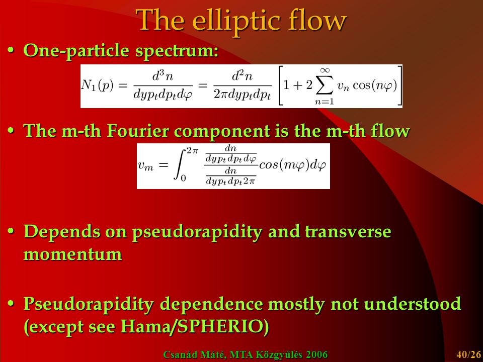 The elliptic flow One-particle spectrum: