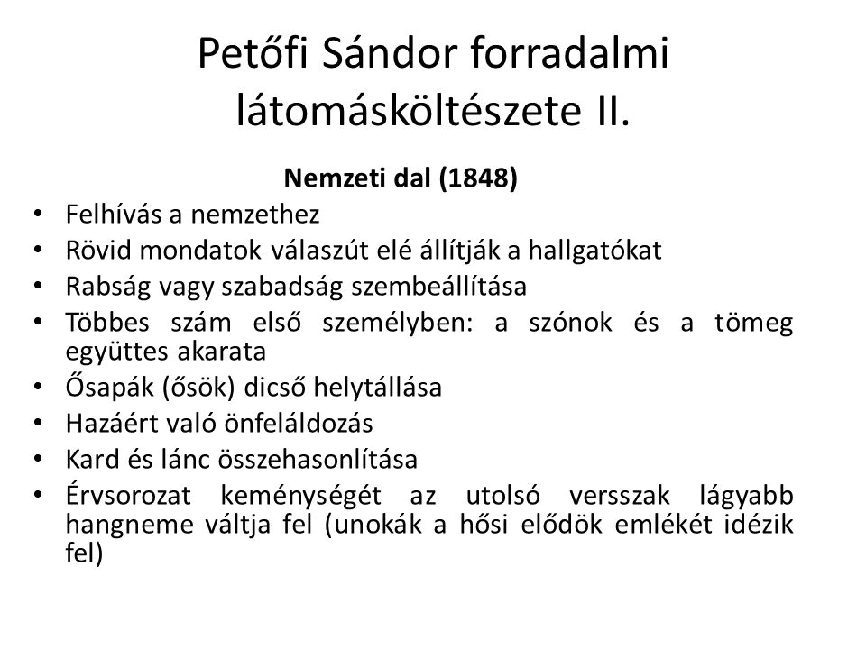 Petőfi Sándor forradalmi látomásköltészete II.
