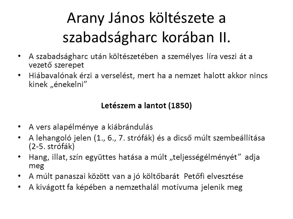 Arany János költészete a szabadságharc korában II.