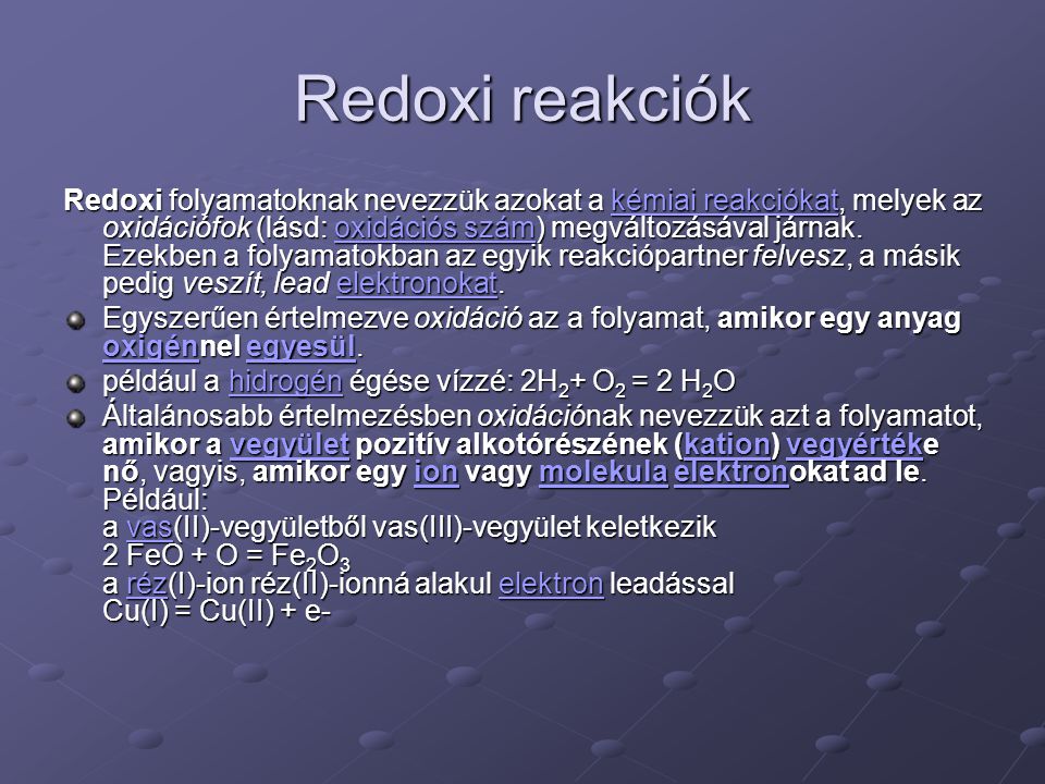 Redoxi reakciók