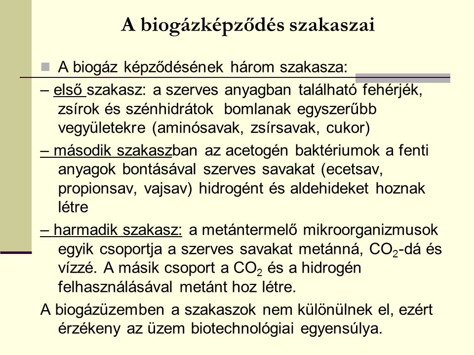 A biogázképződés szakaszai