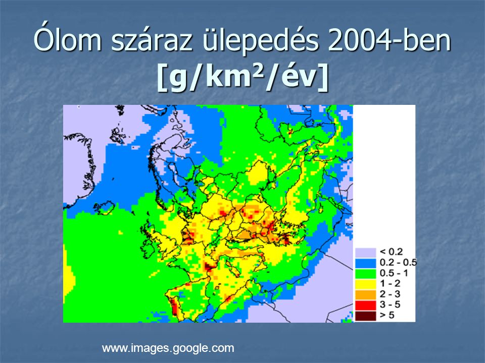 Ólom száraz ülepedés 2004-ben [g/km2/év]