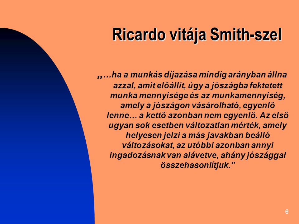 Ricardo vitája Smith-szel