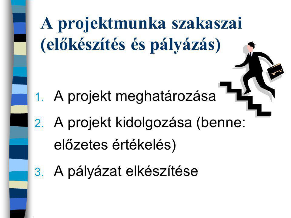A projektmunka szakaszai (előkészítés és pályázás)