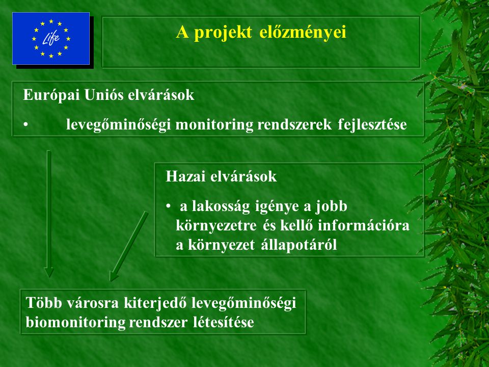 A projekt előzményei Európai Uniós elvárások