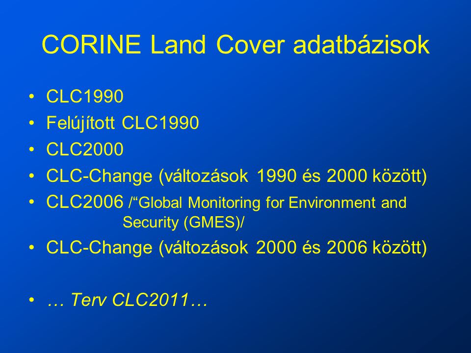 CORINE Land Cover adatbázisok