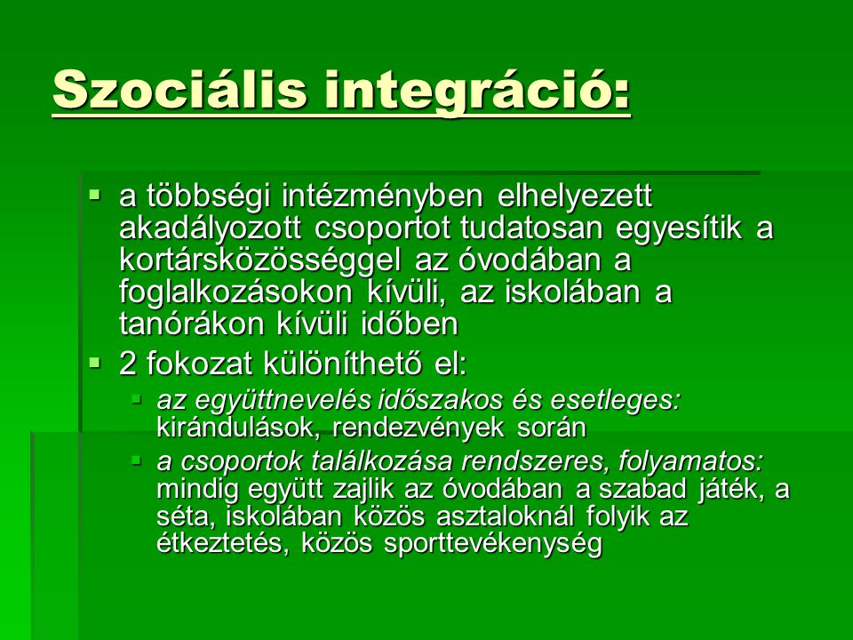 Szociális integráció: