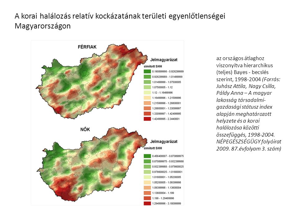 A korai halálozás relatív kockázatának területi egyenlőtlenségei Magyarországon