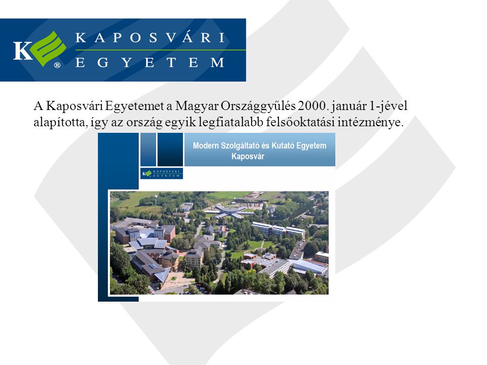 A Kaposvári Egyetemet a Magyar Országgyűlés 2000